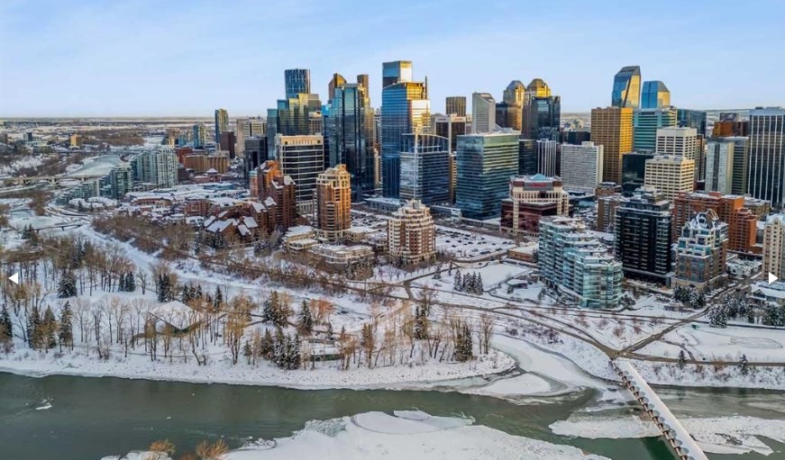 calgary inner city in winter